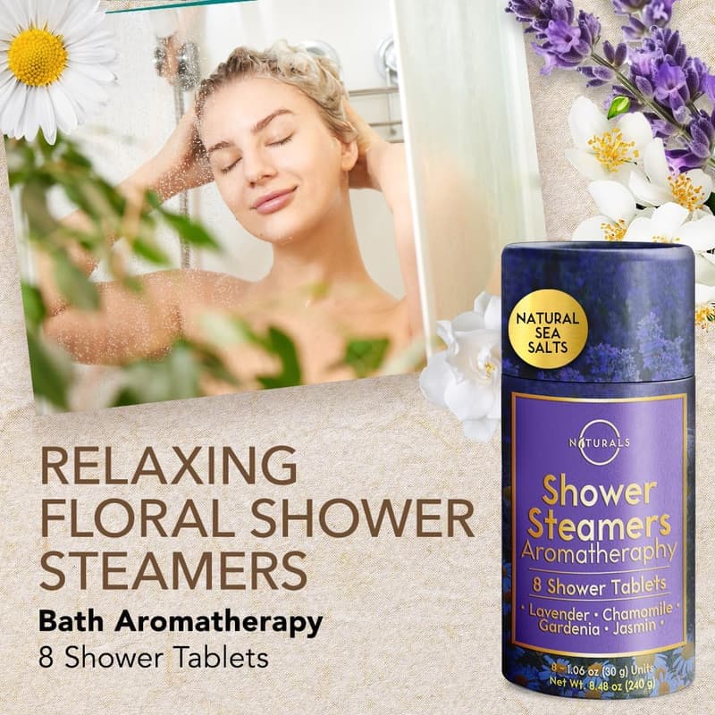 Aromatherapy Shower Steamers - Spa Day Gift Set for Couples (Lavender, 8 Count)
