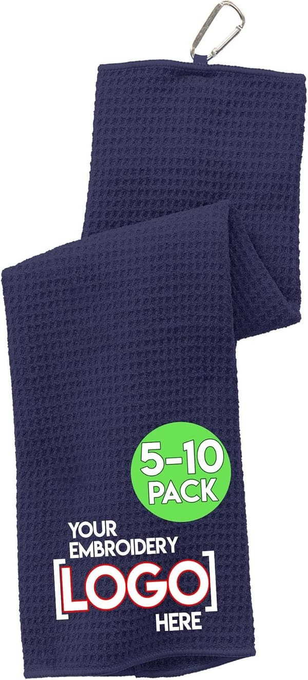 Custom Embroidered Golf Towel Set - 5 or 10 Pack