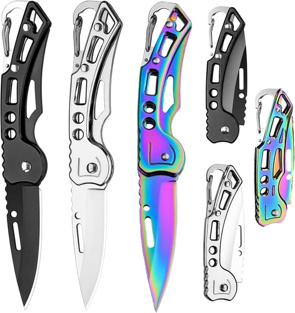 Folding Pocket Knife Set with Keychain for Camping & Hiking