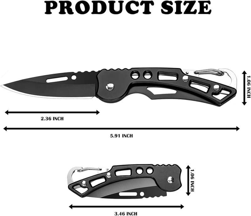 Folding Pocket Knife Set with Keychain for Camping & Hiking
