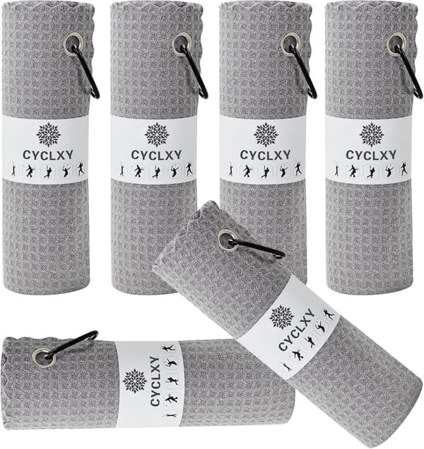 Microfiber Golf Bag Towels Set with Carabiner Clip - 6 Pcs