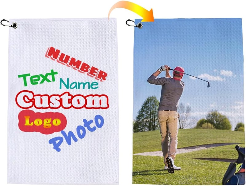 Custom Microfiber Golf Towels with Clip - Personalized for Men and Women