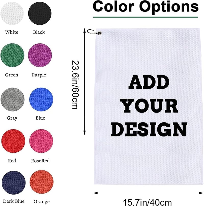 Custom Microfiber Golf Towels with Clip - Personalized for Men and Women