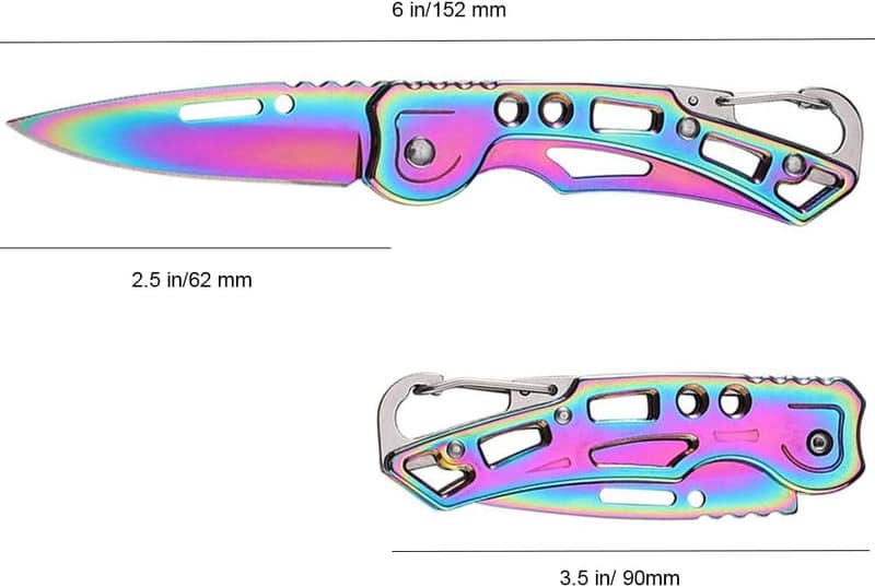 Multicolored Titanium Pocket Knife Set with Key Ring