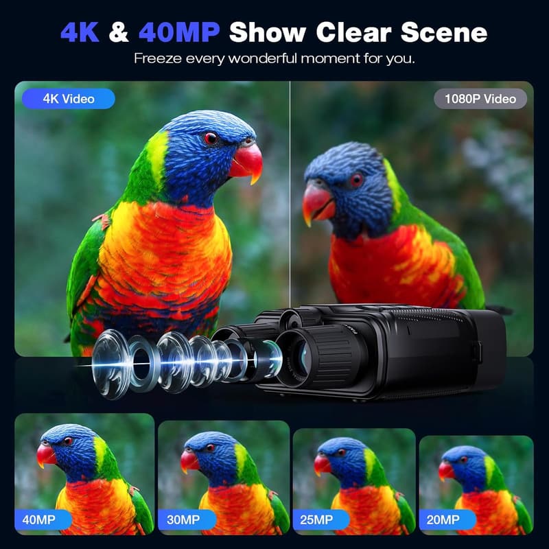 4K Night Vision Goggles with 8X Zoom and Large Screen