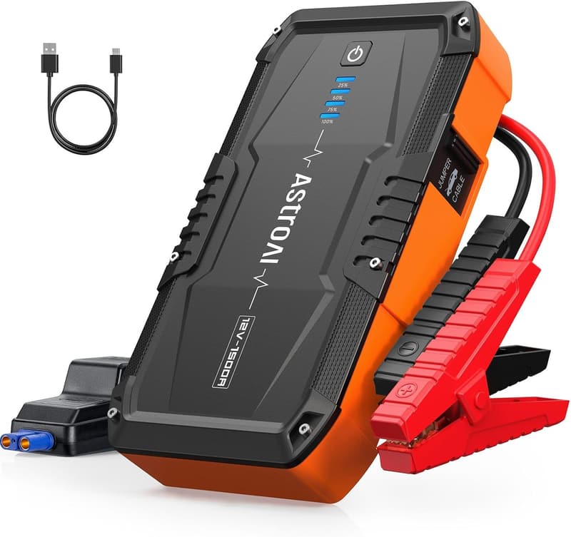1500A Portable Car Jump Starter with Flashlight for Gas/Diesel