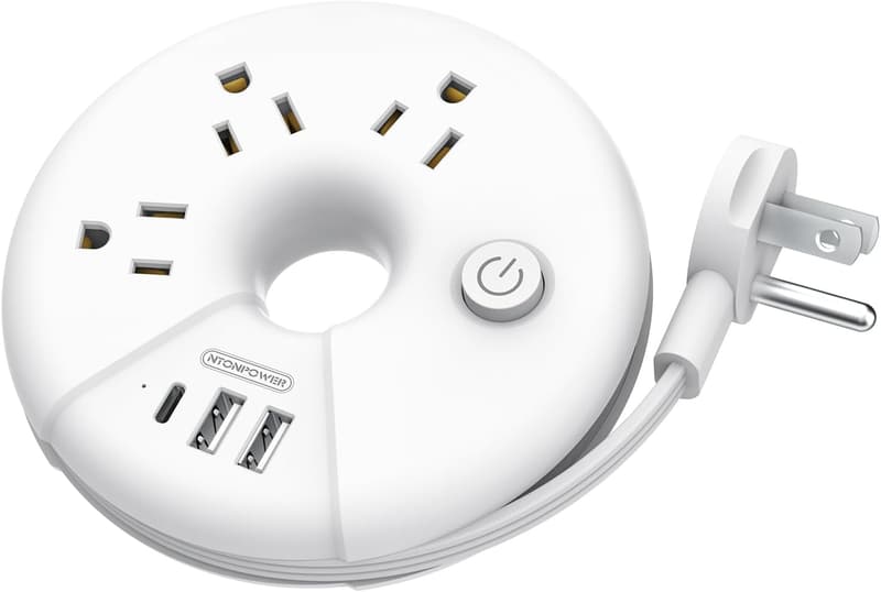 NTONPOWER Travel Power Strip with 3 Outlets & 3 USB Ports