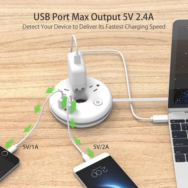 NTONPOWER Travel Power Strip with 3 Outlets & 3 USB Ports
