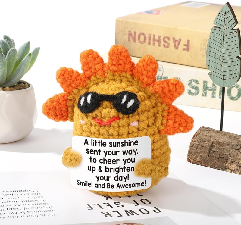 Cheer Up Inspirational Gift - Mini Crochet Sunshine Decor