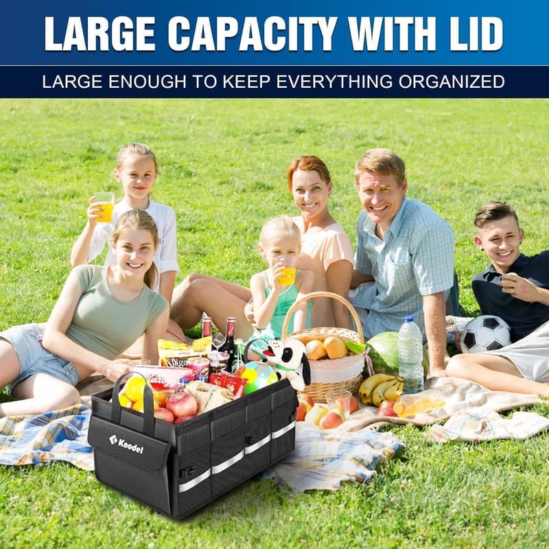Car Trunk Organizer with Lid - Collapsible Storage for SUV, Truck, Sedan