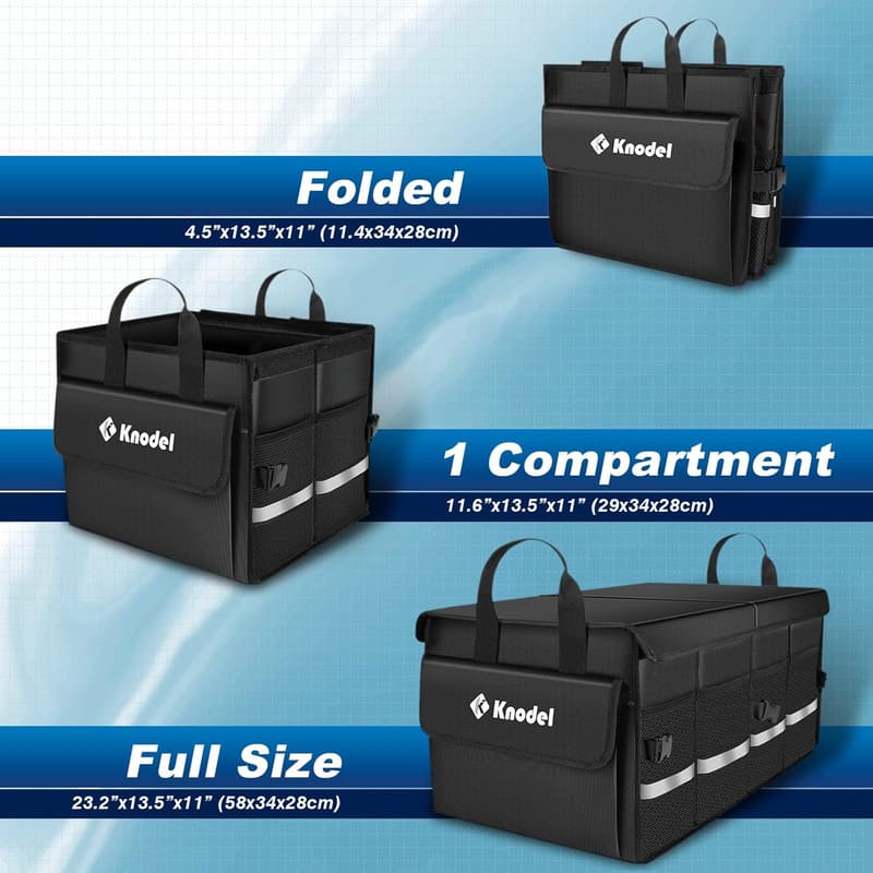Car Trunk Organizer with Lid - Collapsible Storage for SUV, Truck, Sedan