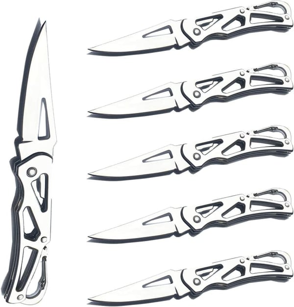 6-Pack Stainless Steel Folding Knife Set for Survival