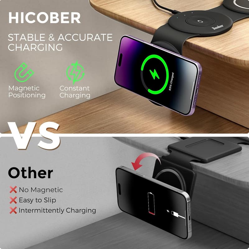 Foldable 3-in-1 Wireless Charger Station for Apple Devices