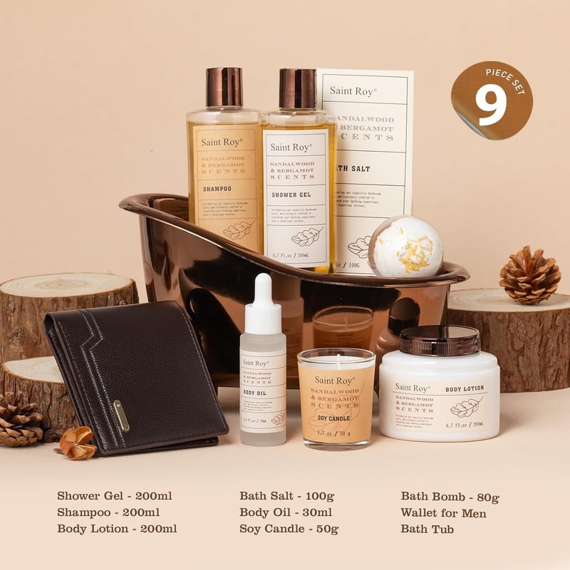 Spa Gift Set for Men - Cedar & Bergamot Bath Basket