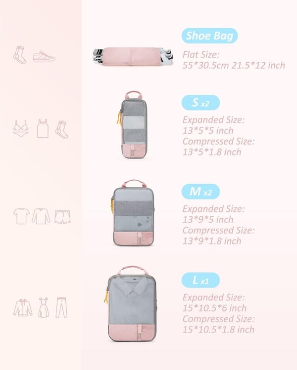 Lightweight Travel Packing Cubes Set - Durable Luggage Organizers