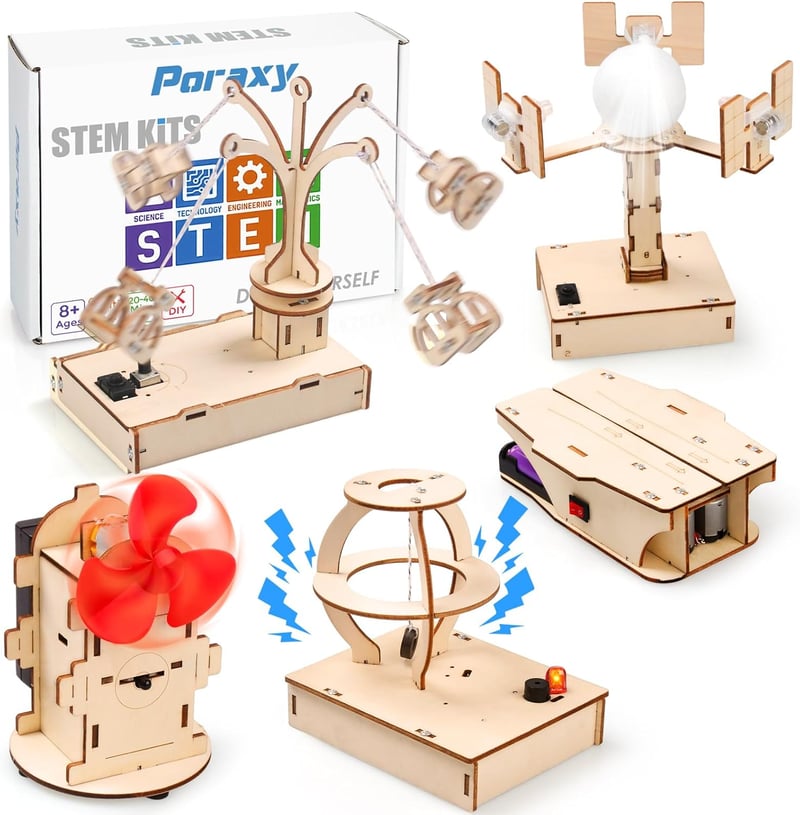 STEM Kits for Kids 8-13 - 5 Wooden 3D Puzzle Projects