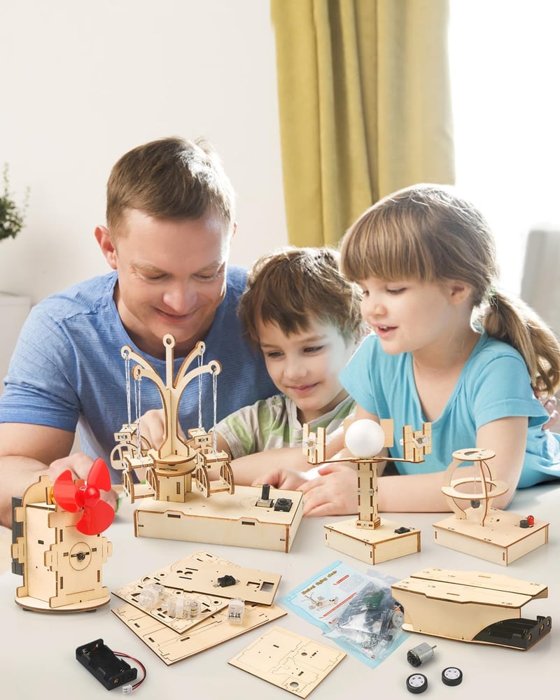 STEM Kits for Kids 8-13 - 5 Wooden 3D Puzzle Projects