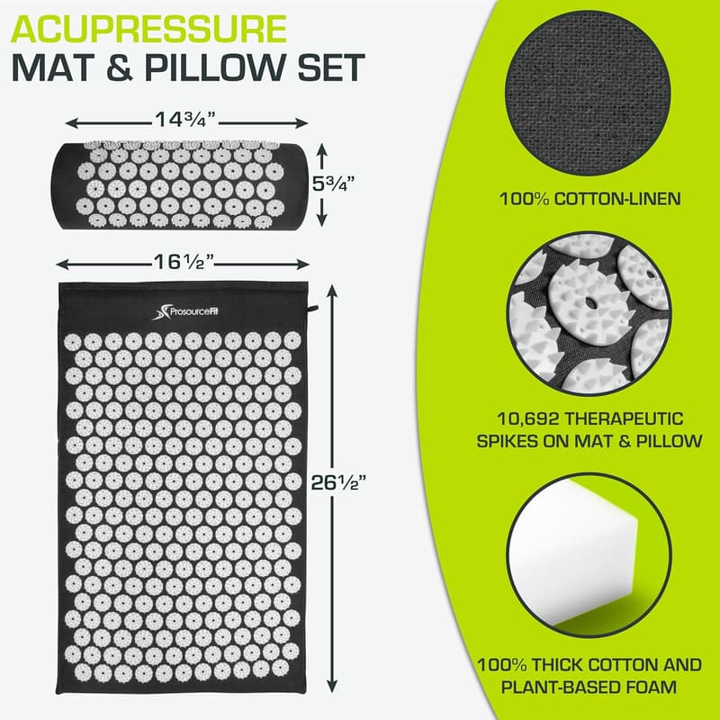 Acupressure Mat and Pillow Set for Pain Relief - XL Purple/White