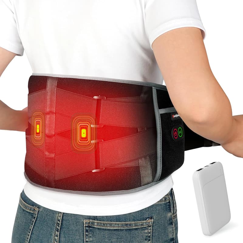 Cordless Heating Pad with Massager for Back Pain Relief