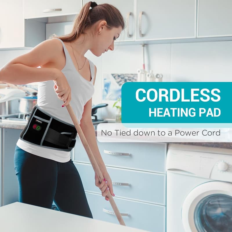Cordless Heating Pad with Massager for Back Pain Relief
