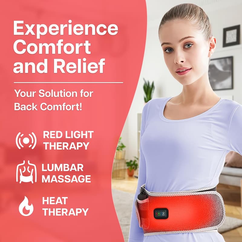 Cordless Back Massager with Heating Pad & Red Light Therapy