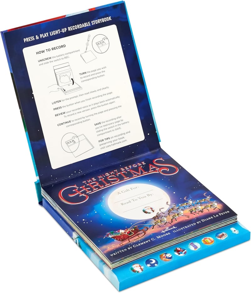 Recordable Pop-Up Christmas Book with Lights for Kids