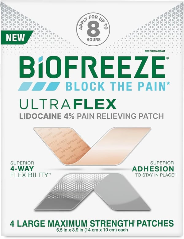 Biofreeze Maximum Strength Lidocaine Pain Relief Patches (4 Large)