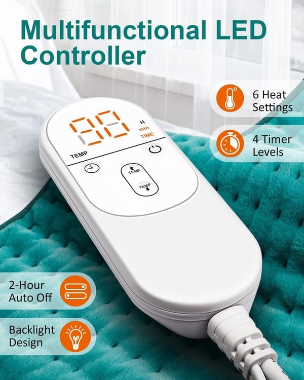 Electric Heating Pad for Pain Relief with 6 Heat Settings