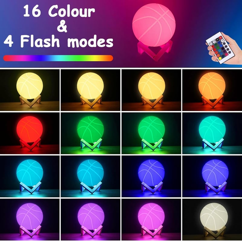 Basketball Night Light for Dad – 16-Color Remote Control Lamp