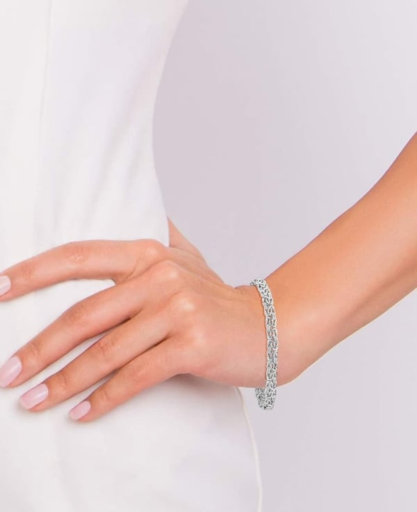 Handmade Italian 925 Silver Byzantine Bracelet for Women