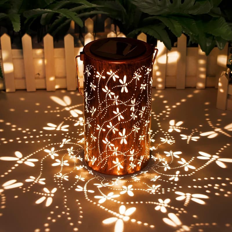 Hanging Dragonfly Metal Solar Lantern – Waterproof LED Garden Light