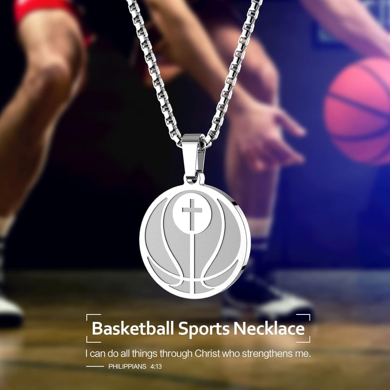Inspiring Sports Necklace with Bible Quote for Men and Teens