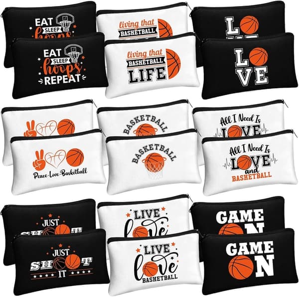 Basketball-themed Makeup Bag Set for Teens – 18 Pcs