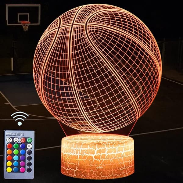 Basketball Night Light – 3D LED Lamp with Remote, 16 Colors