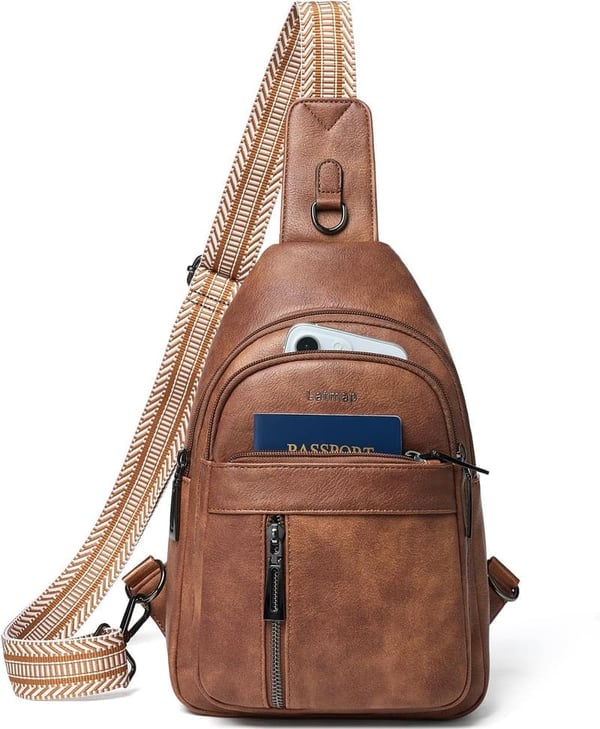 Travel Sling Bag for Women & Men | PU Leather Crossbody Backpack