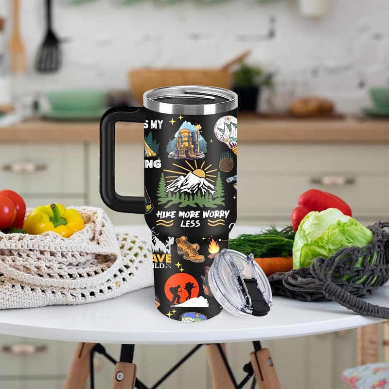 Insulated 40oz Hiking Water Bottle - Mountain Design Tumbler