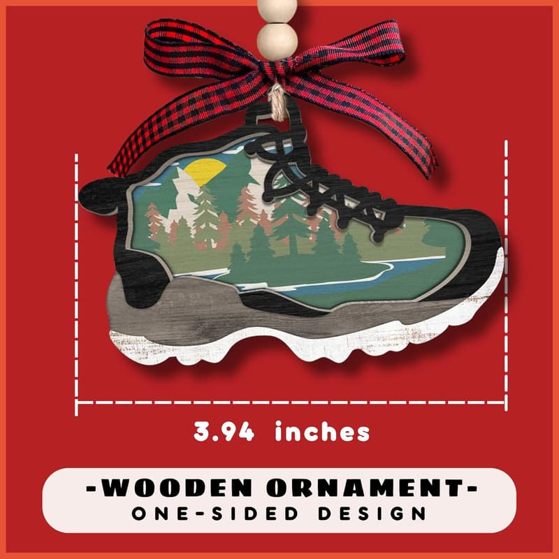 Hiking Boot Ornament - Wooden Travel Decor