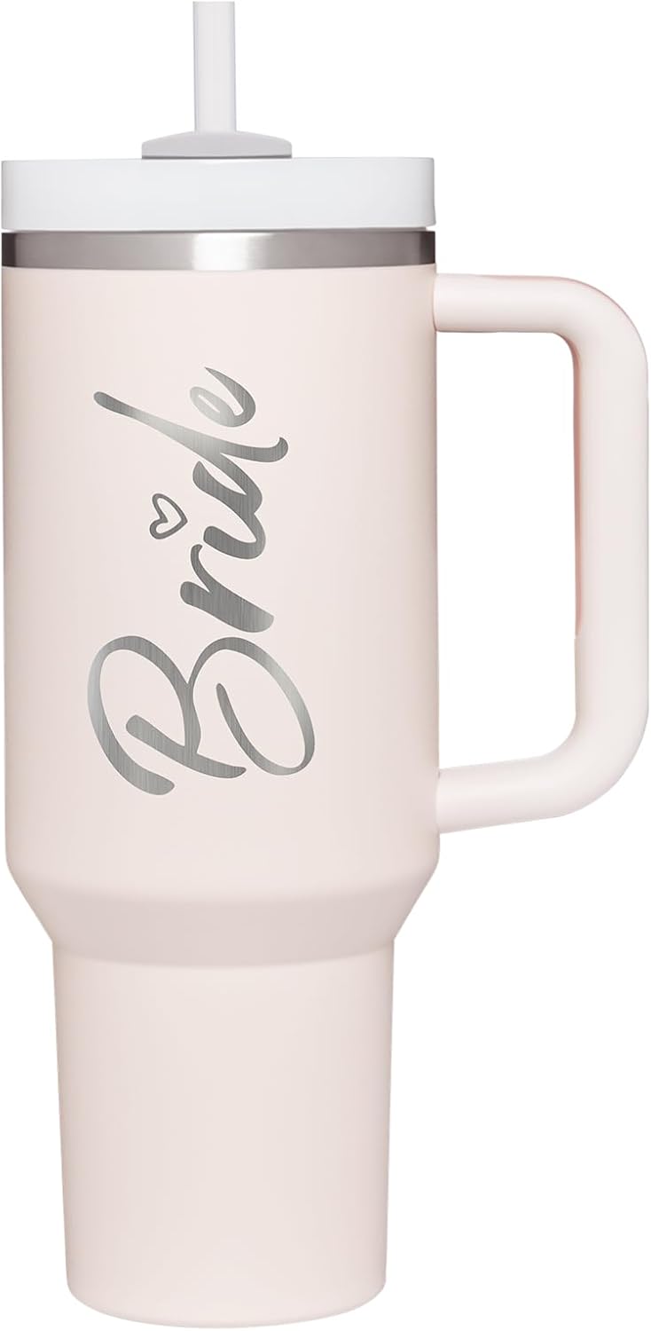 Bridal Shower Gift: Stainless Steel 40 oz Tumbler with Handle
