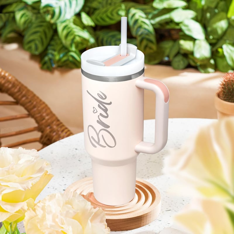 Bridal Shower Gift: Stainless Steel 40 oz Tumbler with Handle