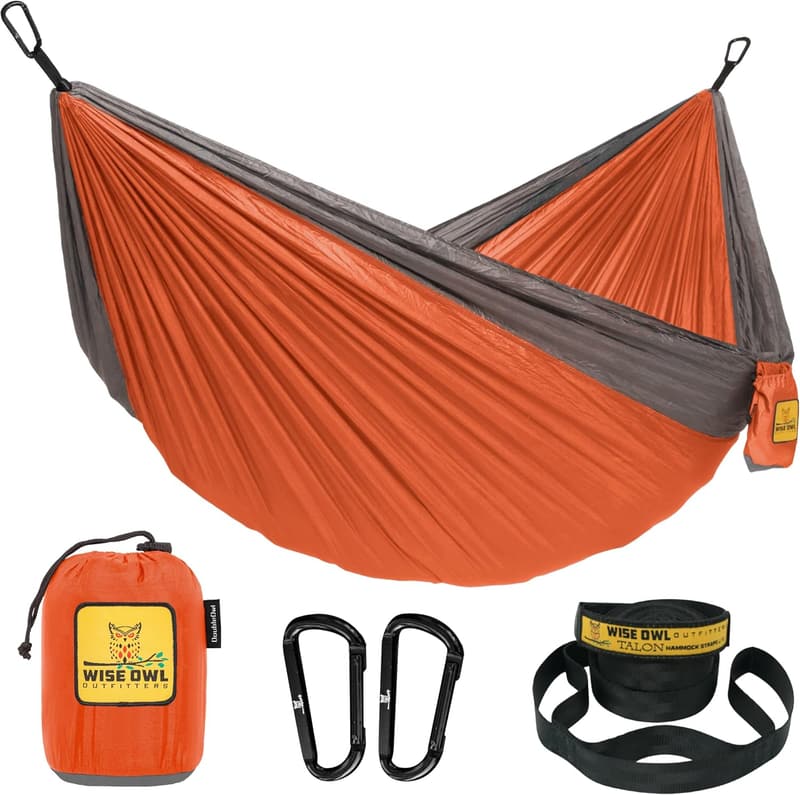 Portable Camping Hammock - Lightweight Parachute Nylon, 500lbs Capacity