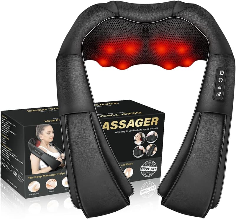 Electric Shiatsu Neck and Back Massager with Heat for Pain Relief