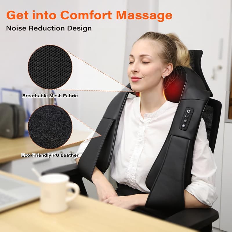 Electric Shiatsu Neck and Back Massager with Heat for Pain Relief