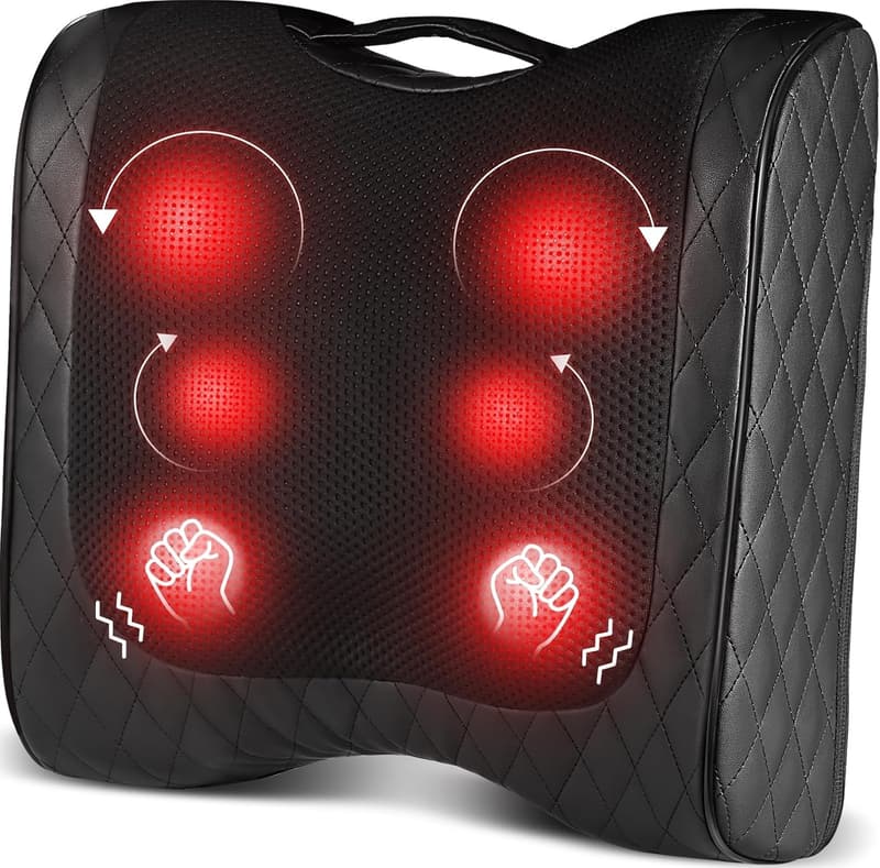 2-in-1 Shiatsu Back Massager with Heat for Pain Relief