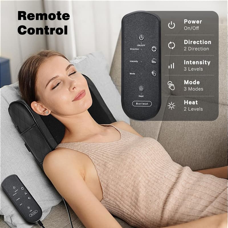2-in-1 Shiatsu Back Massager with Heat for Pain Relief
