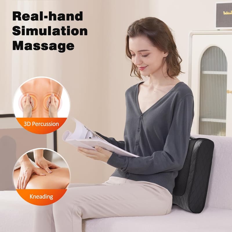 2-in-1 Shiatsu Back Massager with Heat for Pain Relief