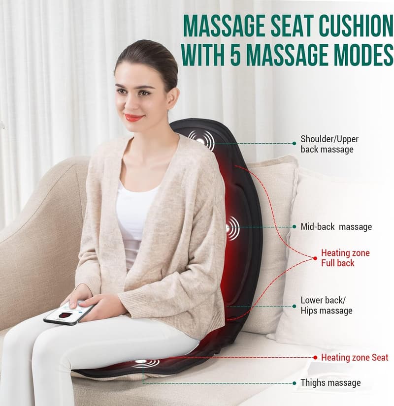 Vibration Back Massager with Heat - Massage Seat Cushion