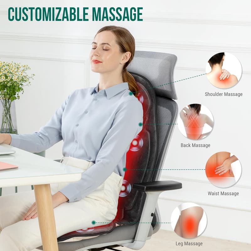 Vibration Back Massager with Heat - Massage Seat Cushion
