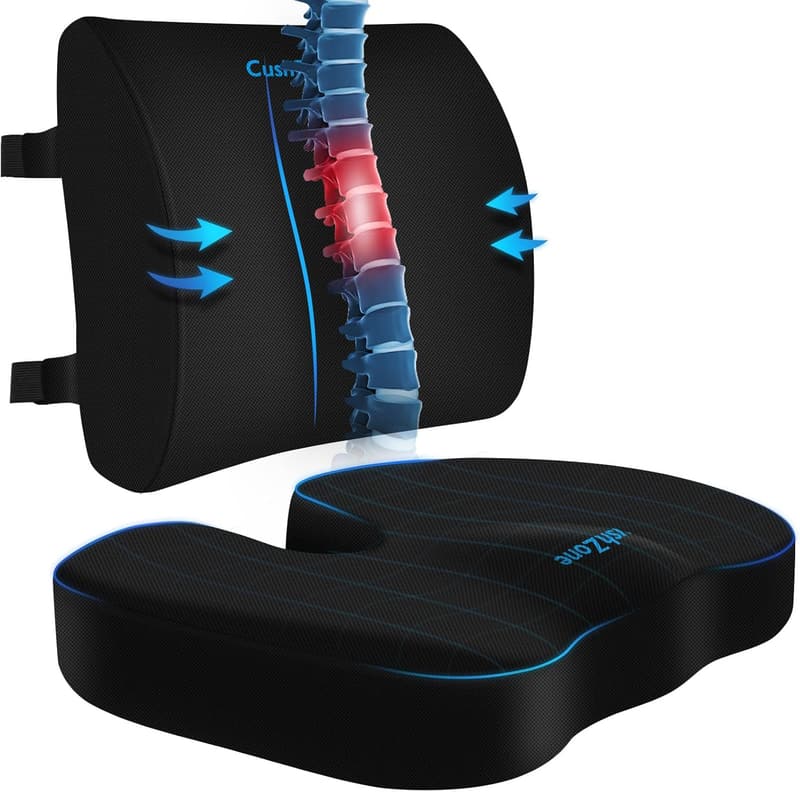 Lumbar Support Pillow with Adjustable Strap - Memory Foam Cushion