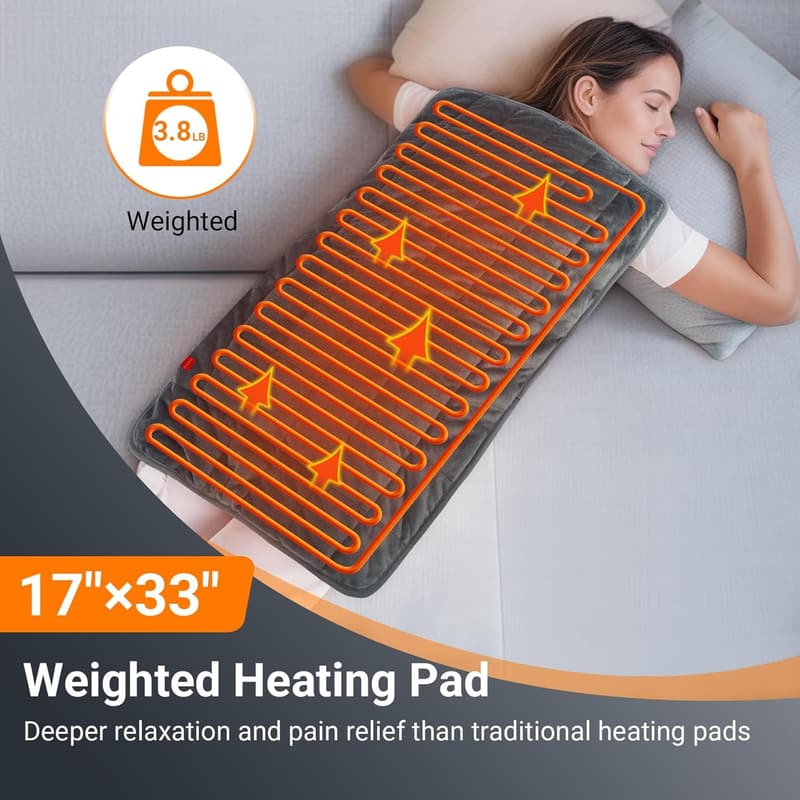 Extra Large Weighted Heating Pad for Back Pain Relief
