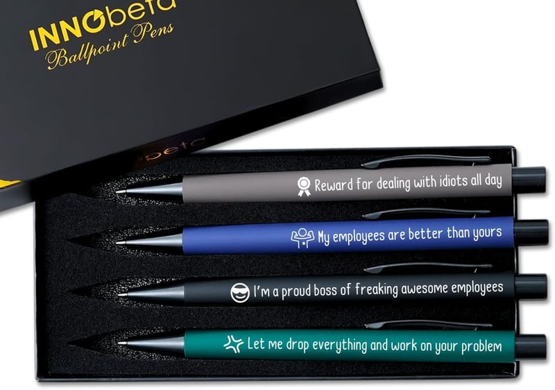 Boss Day Ballpoint Pen Set of 4 - Grey Gift for Men